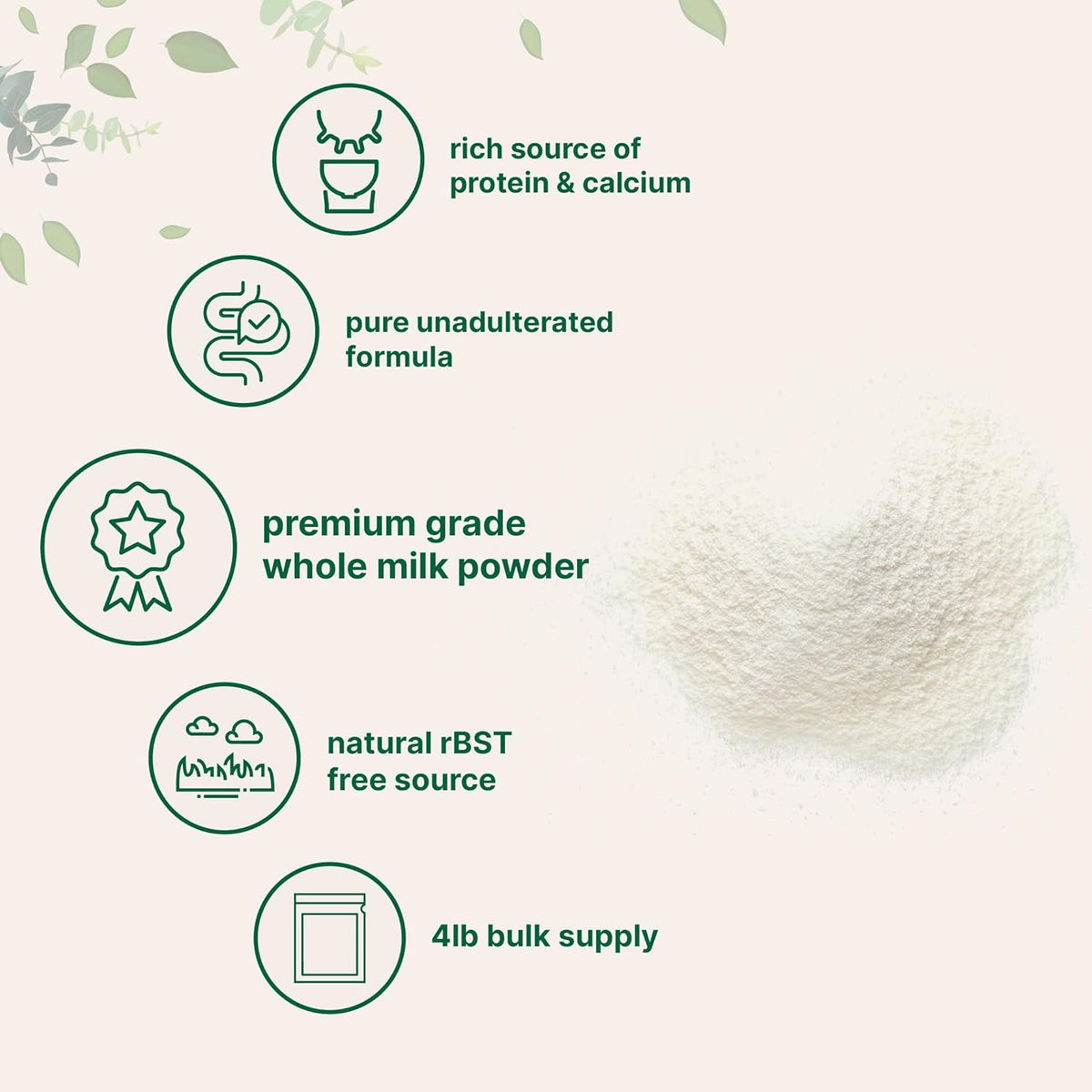 Micro Ingredients Whole Milk Powder, 4 lb | Pasture-Raised, rBST-Free | Pure & Rich in Protein | Ideal for Baking & Everyday Use | Non-GMO, Gluten-Free, Premium Grade - PrimeBioHealth - canada supplements