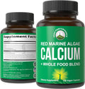Plant Based Calcium - Red Marine Algae Calcium Supplement with Vitamin C, D3, K, Magnesium, and Whole Food Vegetable Blend. Vegan Capsules for Bones and Joints. 120 Pills, Tablets - PrimeBioHealth - canada supplements