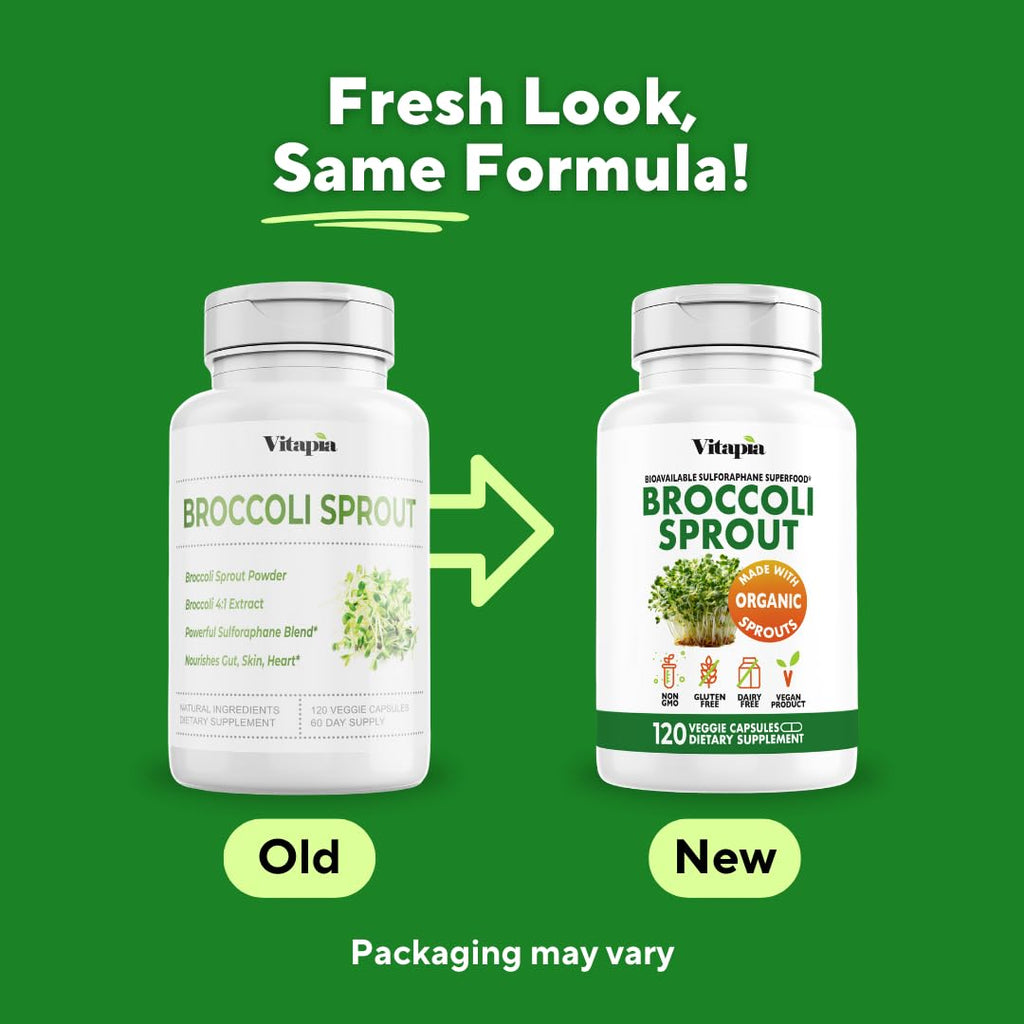 Vitapia Organic Broccoli Sprout & Broccoli Extract for Sulforaphane, Antioxidant, Brain, Skin, Heart Health Support - 120 Veggie Capsules - Non-GMO, Gluten-Free, Vegan-Friendly Supplement - PrimeBioHealth - canada supplements