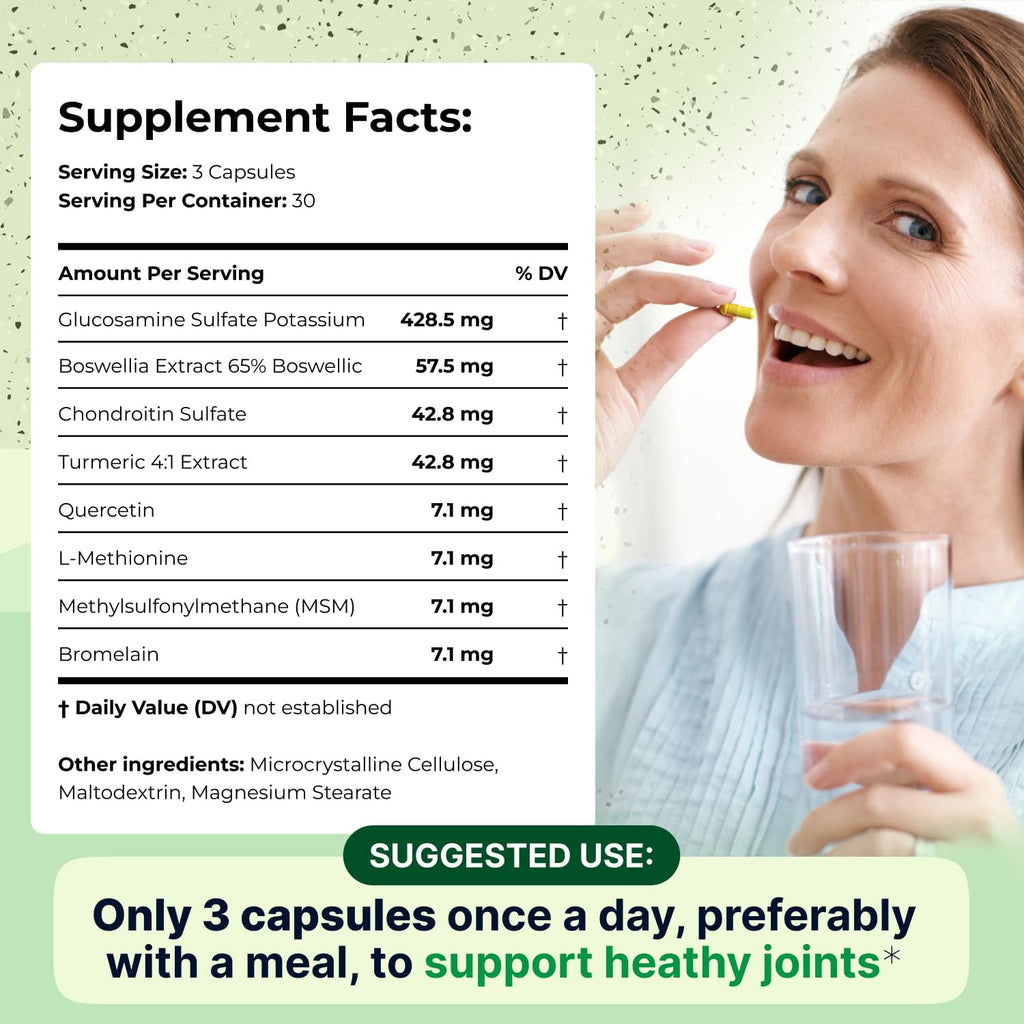 Wellnee Joint Support Supplement - Glucosamine Chondroitin MSM, Boswellia & Turmeric - Relieves Joint Discomfort & Supports Flexibility - Wellknee Joint Support - 90 Capsules, 30 Servings - PrimeBioHealth - canada supplements